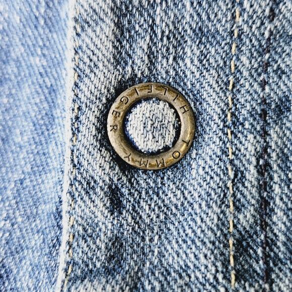 Vintage Y2K Tommy Hilfiger Button Fly Denim Jeans Cropped Short Capri Size 14 - Picture 12 of 16